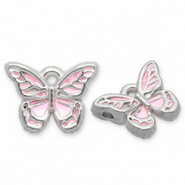 Colgantes Acero Inox mariposa Plateado-rosa claro-blanco