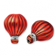 Abalorios Acero Inox globo aerostático Plateado-rojo