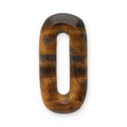 Colgantes de piedra natural Ojo de tigre &oacute;valo Marr&oacute;n dorado