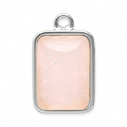 Colgantes Acero Inox piedra natural rect&aacute;ngulo Plateado-rosado