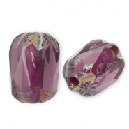 Abalorios Checos FPB &oacute;valo 6x4mm Amethyst-dark travertin