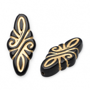 Abalorios acrílicos rombo arabesco Negro-dorado