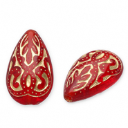 Abalorios acrílicos gota Rojo-dorado