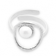 Anillos Acero Inox perlas Plateado-blanco