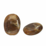 Abalorios acr&iacute;licos &oacute;valo Marr&oacute;n oscuro-blanco