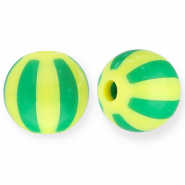 Abalorios acr&iacute;licos 12 mm con rayas Amarillo-verde