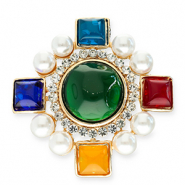 Broches llamativos rombo Dorado-multicolor