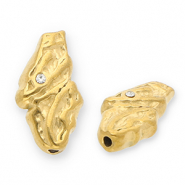 Abalorios Acero Inox irregular con strass Dorado-transparente