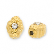 Abalorios Acero Inox &oacute;valo con strass Dorado-transparente