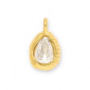 Colgantes Acero Inox gota con faceta Dorado-transparente