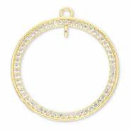 Metal TQ lat&oacute;n colgante redondos con anilla Dorado-transparente