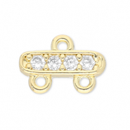 Metal TQ lat&oacute;n entrepieza con 2 anillas Dorado-transparente