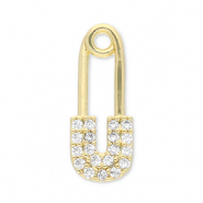 Metal TQ lat&oacute;n colgante imperdible Dorado-transparente