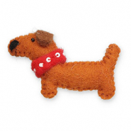 Broches fieltro perrito salchicha Naranja marr&oacute;n-rojo-blanco
