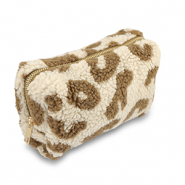 BY31&reg; Neceser tejido teddy con estampado leopardo Marr&oacute;n beige-marr&oacute;n