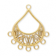 Fornituras acero Inox colgantes gota con 7 anillas Dorado