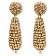 Pendientes trendy con abalorios de vidrio gota Dorado