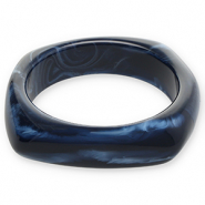 Pulseras bangle de resina Azul oscuro-blanco