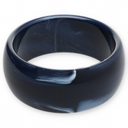 Pulseras bangle de resina Azul oscuro-blanco