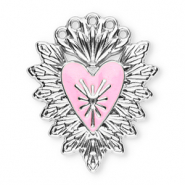 Colgantes Acero Inox sagrado coraz&oacute;n Plateado-rosa claro