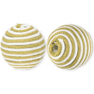 Abalorios acrílicos 22 mm con cordón encerado Verde oliva-blanco