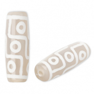 Piedras naturales abalorios Calcedonia tubo Beige arena-blanco