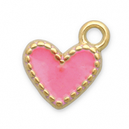 Colgantes Acero Inox coraz&oacute;n Dorado-rosa