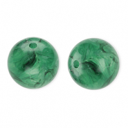 Abalorios acr&iacute;licos 16 mm redondos Verde oscuro-m&aacute;rmol
