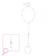 Pulseras anillo Acero Inox luna y estrella Plateado-cristal