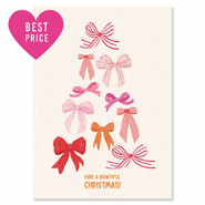 BY31&reg; Tarjetas para joyer&iacute;a "Have a bowtiful Christmas!" Beige claro-rosa-rojo-naranja c&aacute;lido