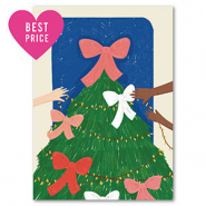 Tarjetas para joyería árbol navideño Verde-azul-rosa