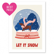 Tarjetas para joyería "Let it snow" Blancuzco-rojo-azul