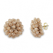 Pendientes faceteados con anilla Beige