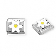 Acero Inox link-eslab&oacute;n para pulsera italiana con dijes Acero Inox flor Plateado-blanco-amarillo