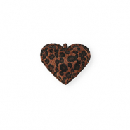 Colgantes trendy coraz&oacute;n con estampado leopardo Marr&oacute;n oscuro-negro