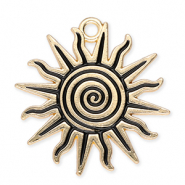Colgantes metálicos sol con espiral Dorado-negro