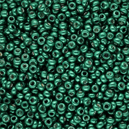 Rocalla cristal 8/0 (3mm) Verde teal metálico brillante