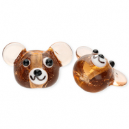 Abalorios de vidrio a mano oso Marr&oacute;n transparente-blanco-negro