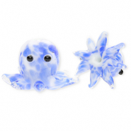 Abalorios de vidrio a mano pulpo Azul-blanco