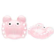 Abalorios de vidrio a mano cangrejo Rosa claro transparente-blanco-negro