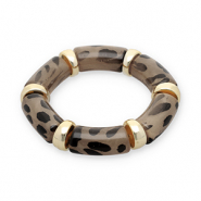 Pulseras de resina con estampado leopardo Dorado-transparente marr&oacute;n &aacute;mbar claro-negro