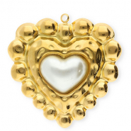 Colgantes Acero Inox coraz&oacute;n Dorado-blanco