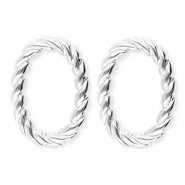 BY31® Pendientes Acero Inox óvalo retorcido Plateado