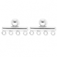 BY31® Fornituras Acero Inox pendientes barra con 4 anillas Plateado