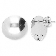 BY31® Fornituras Acero Inox pendientes redondos con anilla Plateado