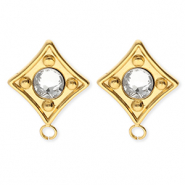 BY31® Fornituras Acero Inox pendientes rombo con cristal con anilla Dorado-cristal