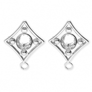 BY31® Fornituras Acero Inox pendientes rombo con cristal con anilla Plateado-cristal