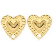 BY31® Fornituras Acero Inox pendientes corazón con anilla Dorado
