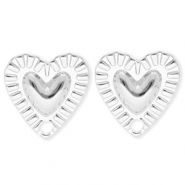 BY31® Fornituras Acero Inox pendientes corazón con anilla Plateado