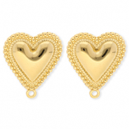 BY31® Fornituras Acero Inox pendientes corazón con anilla Dorado